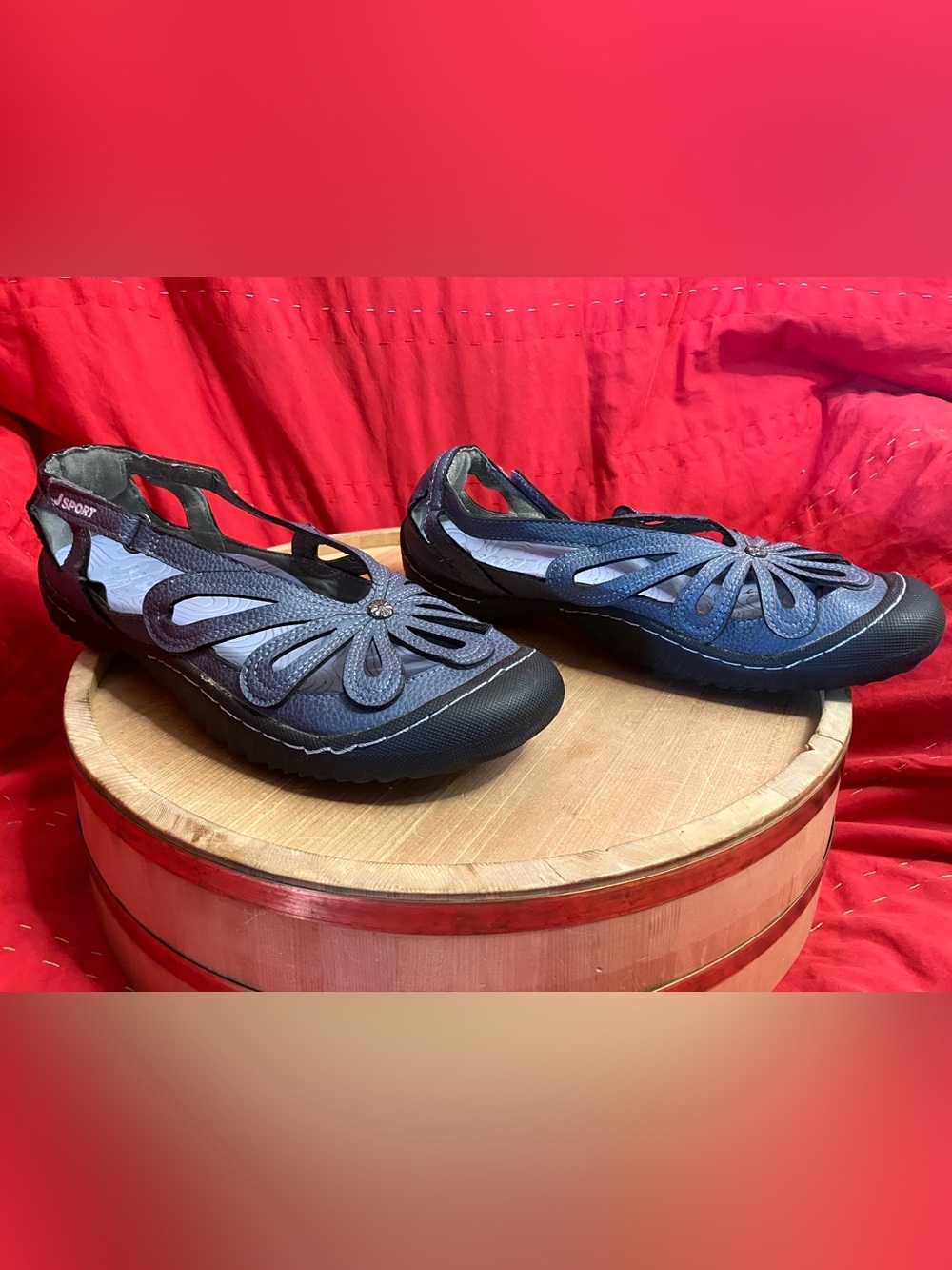 Jammu Denim Blur Marigold Vegan Leather Sandals Size 8.5